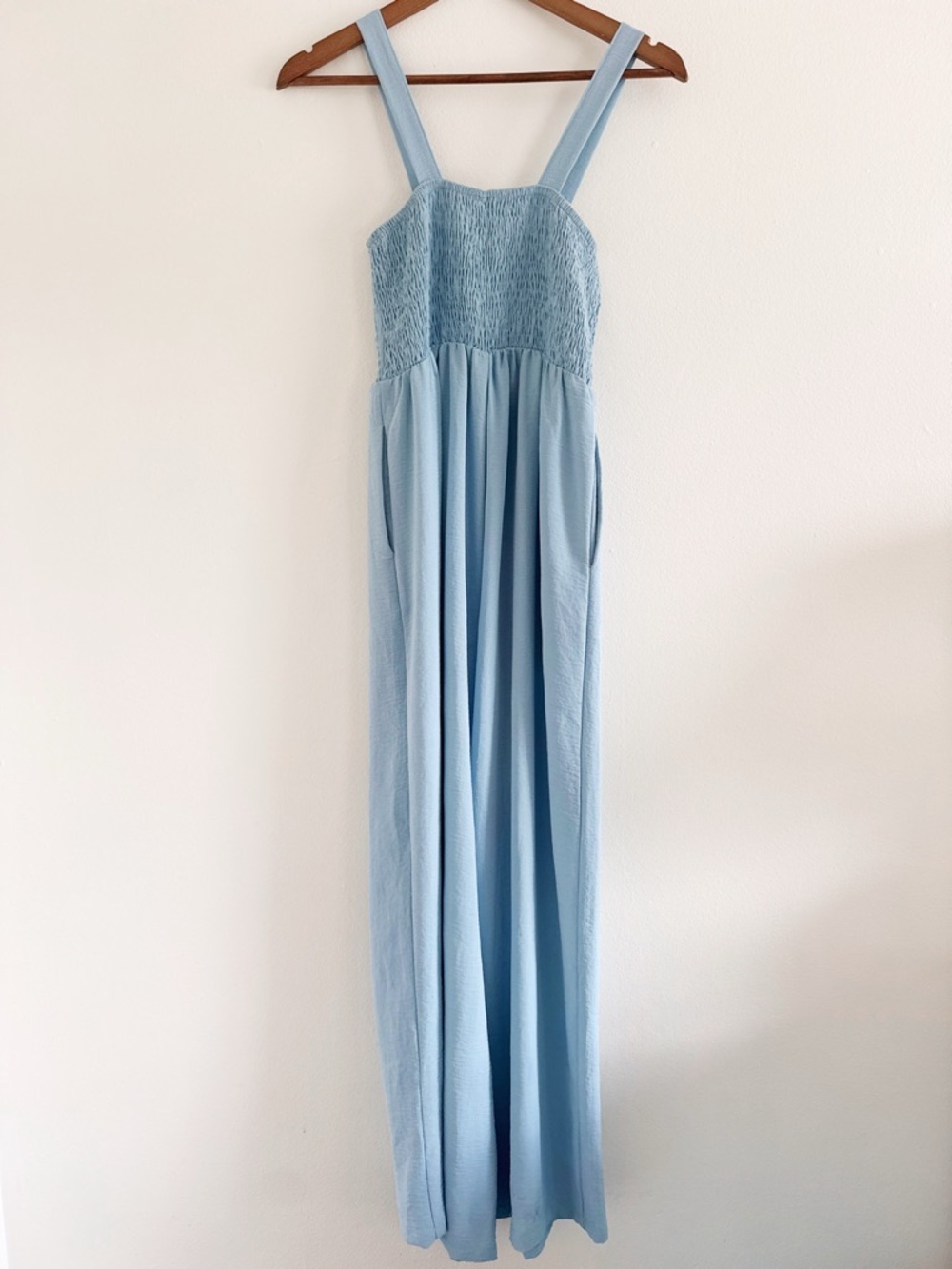 Dokotoo Light Blue Smocked Bodice Wide-Leg Jumpsuit small - Picture 6 of 7